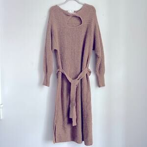 Eleven Six Beth alpaca wool blend belted long sleeve knit sweater maxi dress
